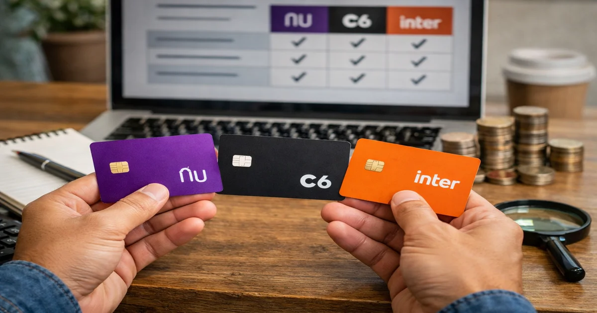 Imagem de capa de Melhor Cartão Sem Anuidade: Nubank, C6 ou Inter?